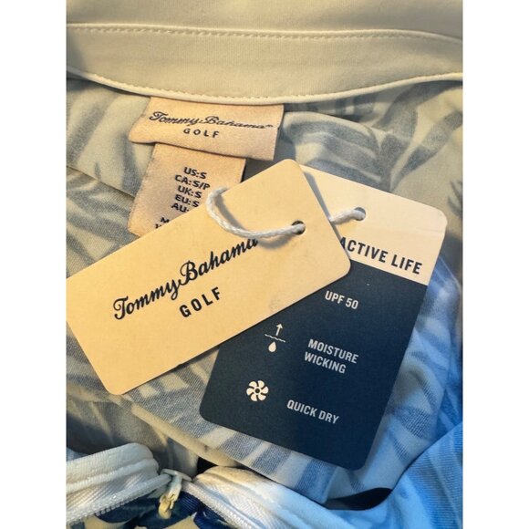 Tommy Bahama Golf Polo Size Small NWT UPF 50 Blue Print Collared 1/4 Zip Sleevel - Picture 5 of 10